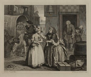En prostituerads karriär: Plansch 1 av William Hogarth