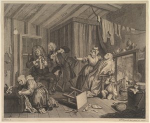 A Harlots Progress, tavla 5, före april 1732. av William Hogarth