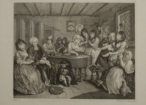 En prostituerads levnad: Plansch 6 av William Hogarth