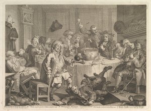 A Midnight Modern Conversation, mars 1732. av William Hogarth