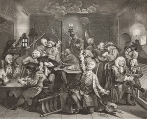 A Rake?S Progress, Plate 6: The Rake at a Gaming House, Sheet 6: Tom Rakewell i en spelhåla. 1735 av William Hogarth