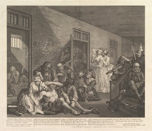 A Rakes Progress, Plate 8, [25 juni 1735] återutgiven 1763. av William Hogarth