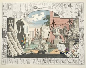 Analysis of Beauty, skylt 1, illustration från "Hogarth Restored: The Whole Works of the hyllade William Hogarth, ingraverad av Thomas Cook", pub. 1812 (handfärgad gravyr) av William Hogarth