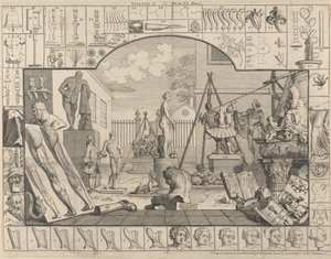 Analys av skönheten, plansch I: En skulptörs gård av William Hogarth
