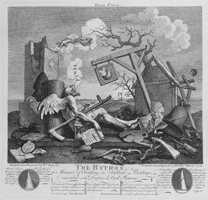 Bathos, sätt att sjunka, i sublima målningar inskrivna till återförsäljarna i mörka bilder, 1764 av William Hogarth