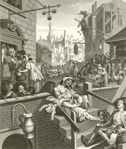 Beer Street och Gin Lane av William Hogarth