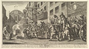 Burning the Rumps at Temple Bar Tolv stora illustrationer till Samuel Butlers Hudibras..., 1725-68. av William Hogarth