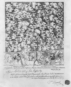 Karaktärer och karikatyrer, publicerade i april 1743 av William Hogarth