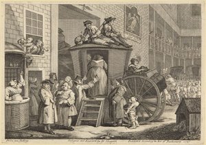 Gårdsplan vid ett värdshus på landet av William Hogarth