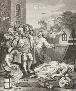 Grymhet i perfektion. Från: Grymhetens fyra stadier / Grymhetens fyra stadier. 1751 av William Hogarth