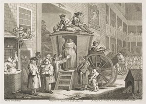 Postdiligensen eller värdshusets gårdsplan på landet av William Hogarth