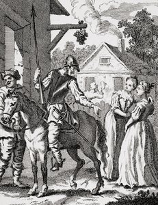 Don Quijote och Sancho Panza på ett värdshus, publicerad 1798 av William Hogarth