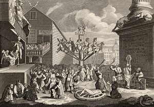 Emblematiskt tryck av Söderhavet, från "The Works of William Hogarth", publicerat 1833 (litografi) av William Hogarth