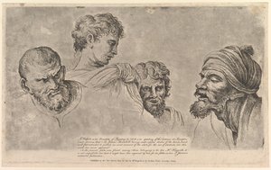 Fyra huvuden från Raphael Cartoons på Hampton Court, 14 maj 1781. av William Hogarth