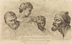 Fyra huvuden från Raphael Cartoons på Hampton Court av William Hogarth