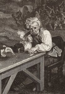 Fyra utskrifter av ett val / De allmänna valen. Blad 2: Canvassing for Votes (detalj, se även bildnummer 51281). 1757 av William Hogarth