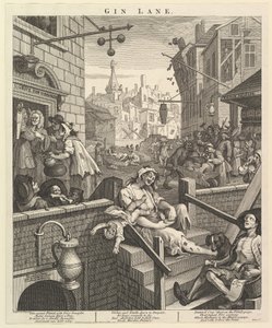 Gin Lane, 1 februari 1751. av William Hogarth
