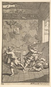 Hudibras slår Sidrophel och Whachum Sjutton små illustrationer för Samuel Butler..., 1721-26. av William Hogarth