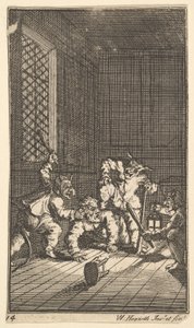 Hudibras katekiserade sjutton små illustrationer för Samuel Butlers Hudibras, nr. 14, 1721-26. av William Hogarth