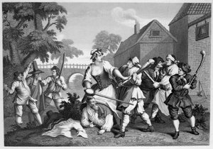 Hudibras Riddaren underkastar sig Trulla av William Hogarth