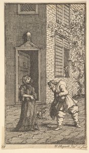 Hudibras uppvaktar änkan Sjutton små illustrationer för Samuel Butlers Hudibras..., 1721-26. av William Hogarth