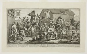 Hudibras och Skimmington, platta sju från Hudibras av William Hogarth