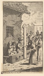 Hudibras i vedermöda Sjutton små illustrationer för Samuel Butlers Hudibras, nr..., 1721-26. av William Hogarth