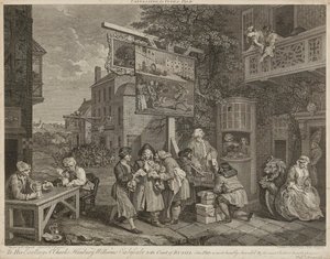 Humors of An Election (uppsättning om fyra) (gravyr) av William Hogarth