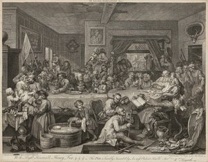 Humors of An Election (uppsättning om fyra) (gravyrer) av William Hogarth