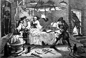 Illustration från dikten Hudibras, av Samuel Butler, 1726. av William Hogarth