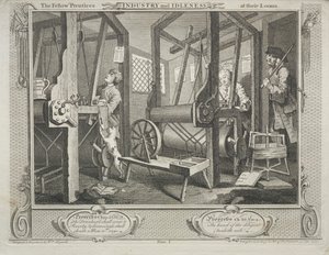 Industri och sysslolöshet: The Fellow Prentices at their Looms av William Hogarth
