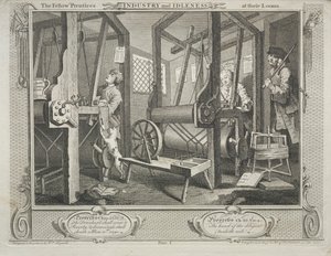 Industri och sysslolöshet: The Fellow Prentices at their Looms, 1747. av William Hogarth