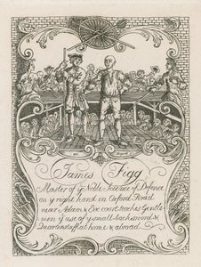 James Figgs handelskort designat av Hogarth av William Hogarth