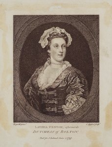 Lavinia Fenton, senare hertiginna av Bolton, graverad av Cornelius Apostool (1762-1844), 1797 (stiplingstickning) av William Hogarth