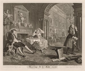 Fashionabla äktenskap: tavla II, 1745. av William Hogarth
