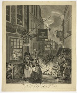 Natt, tallrik fyra från The Four Times of Day av William Hogarth