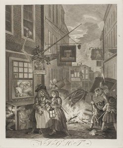 Natt, tallrik fyra från The Four Times of the Day av William Hogarth