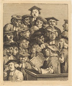 Forskare vid en föreläsning av William Hogarth