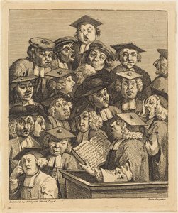 Lärda vid en föreläsning av William Hogarth