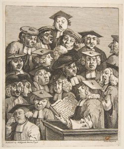 Lärda vid en föreläsning av William Hogarth