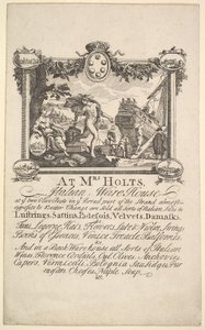 Butikskort för fru Holts italienska lager, 1720-72. av William Hogarth