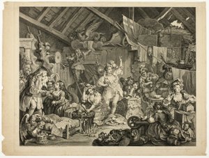 Promenerande skådespelerskor som klär sig i en lada av William Hogarth