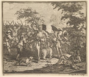 Mötet med Talgol och Magnano Sjutton små illustrationer för Samuel Butler..., 1721-26. av William Hogarth