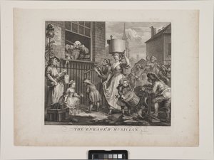 The Enraged Musician (etsning och gravyr) av William Hogarth