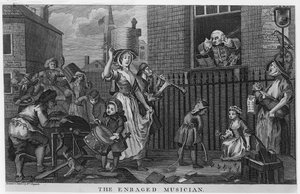 Den arga musikern av William Hogarth