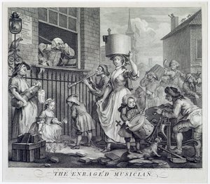Den rasande musikern, 1741 av William Hogarth
