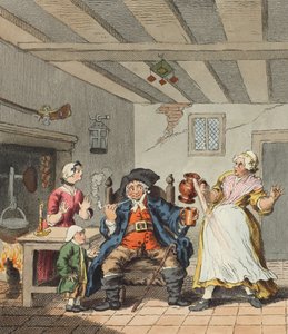 Bonden återvänder, illustration från "Hogarth Restored: The Whole Works of the celebrated William Hogarth, re-engraved by Thomas Cook", pub. 1812 (handkolorerad gravyr) av William Hogarth