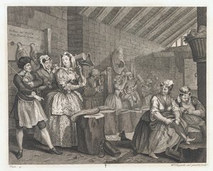 The Harlot Loged in Bridewell, designad 1732, tryckt 1744 (Etsning och gravyr) av William Hogarth