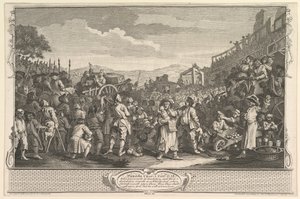 The Idle Prentice Executed at Tyburn Industry and Idleness, skylt 11, 30 september 1747. av William Hogarth