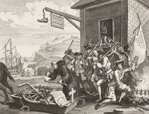 Invasionen, Plate 1: France / Die Invasion, Blatt 1: France. 1756 av William Hogarth